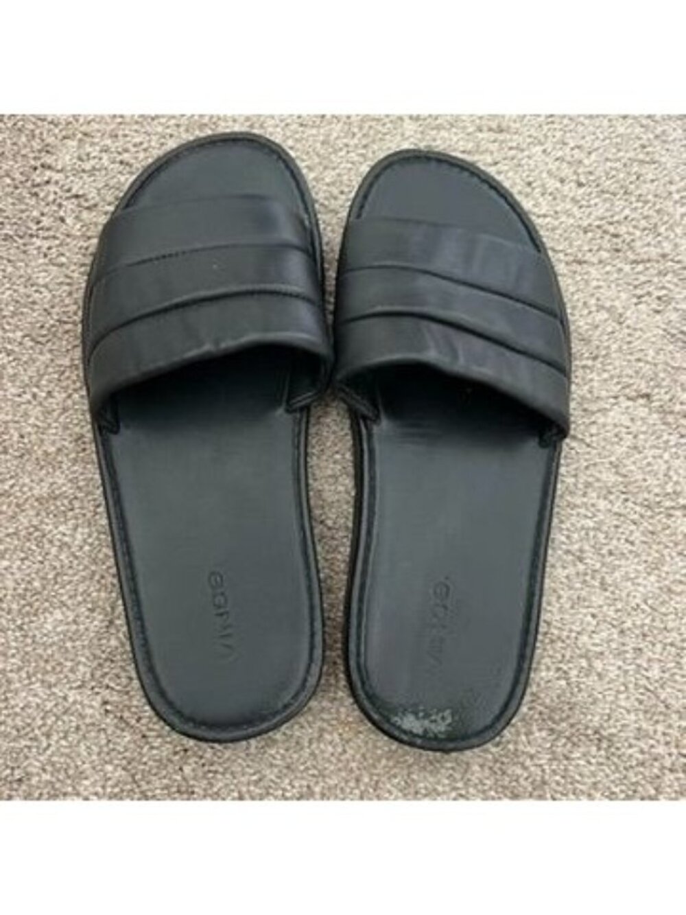 Vince Black Leather Padded Platform Sandals Size 6.5